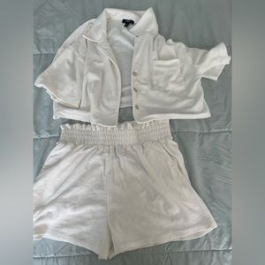 AQUA two piece set Terry cloth swim cover up size medium